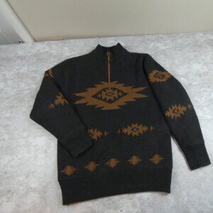 Cinch Lined Sweater Brown Southwestern 1\4 Zip Rodeo Cowboy